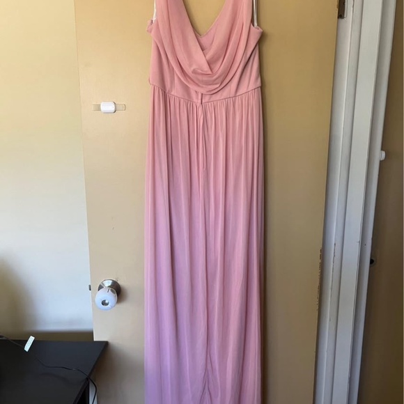 DAVID'S BRIDAL Long Mesh Dress with Cowl Back Detail STYLE# F15933 - Picture 4 of 4